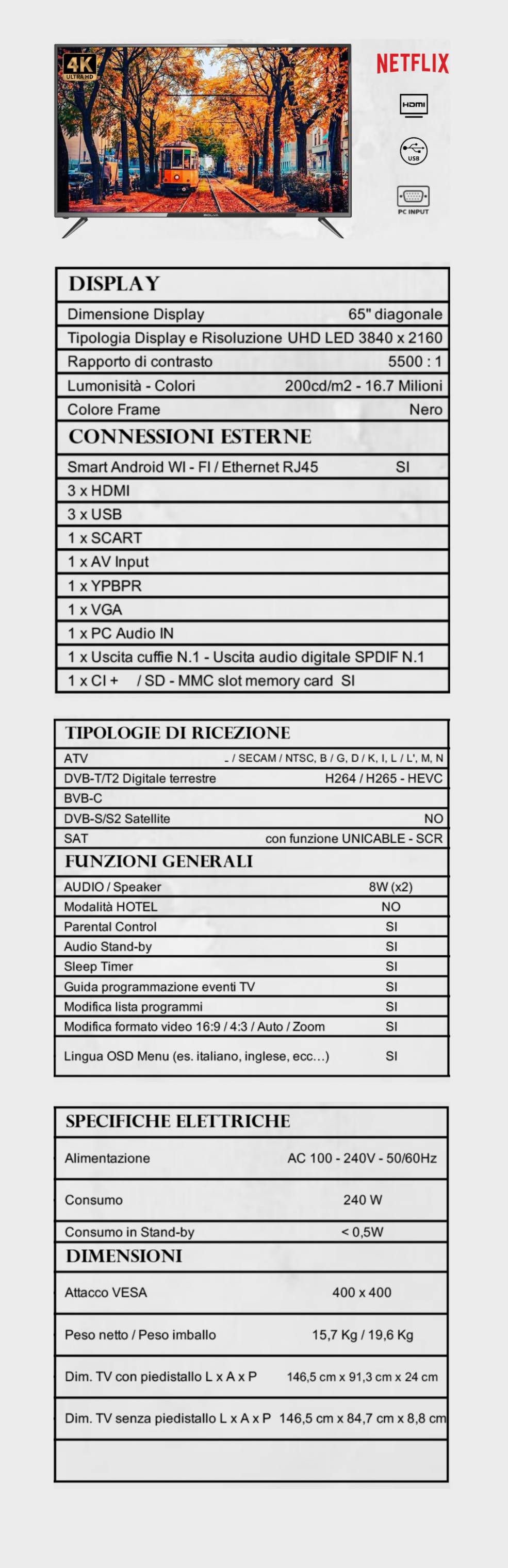 TV BOLVA 65'' NX-6586