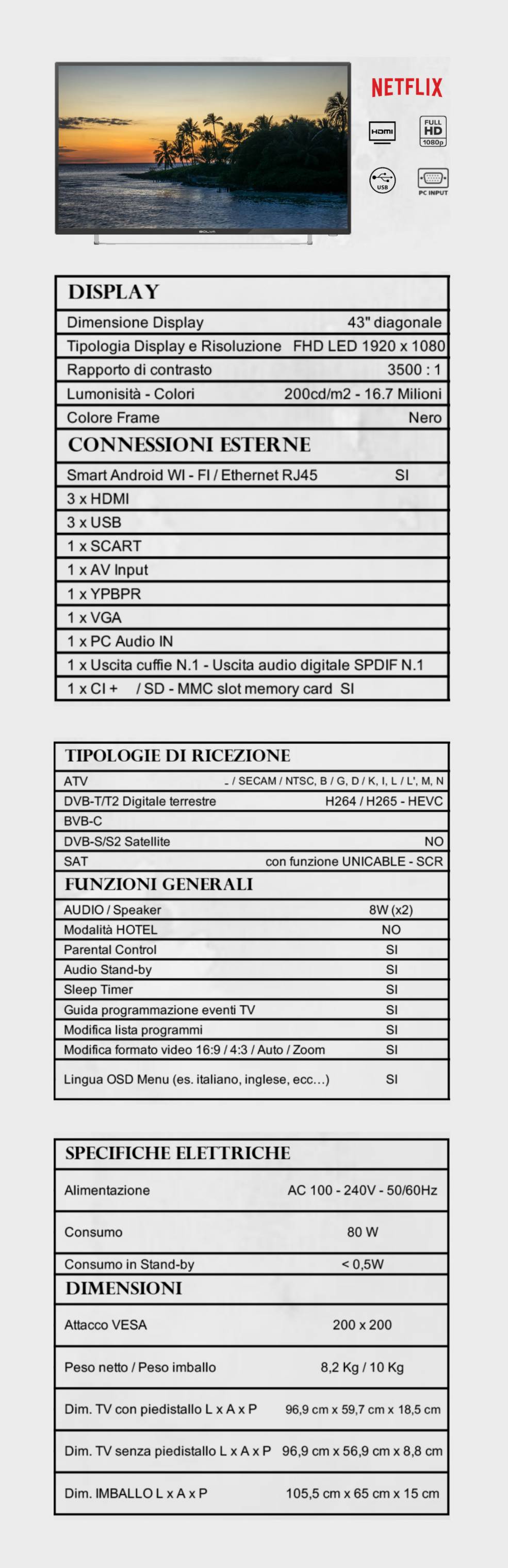 TV BOLVA 43'' NX-4386