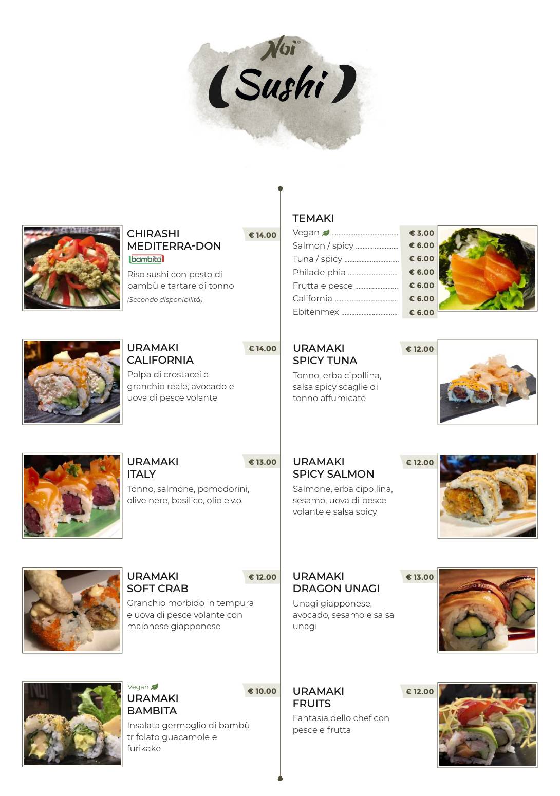 Noi Sushi menu