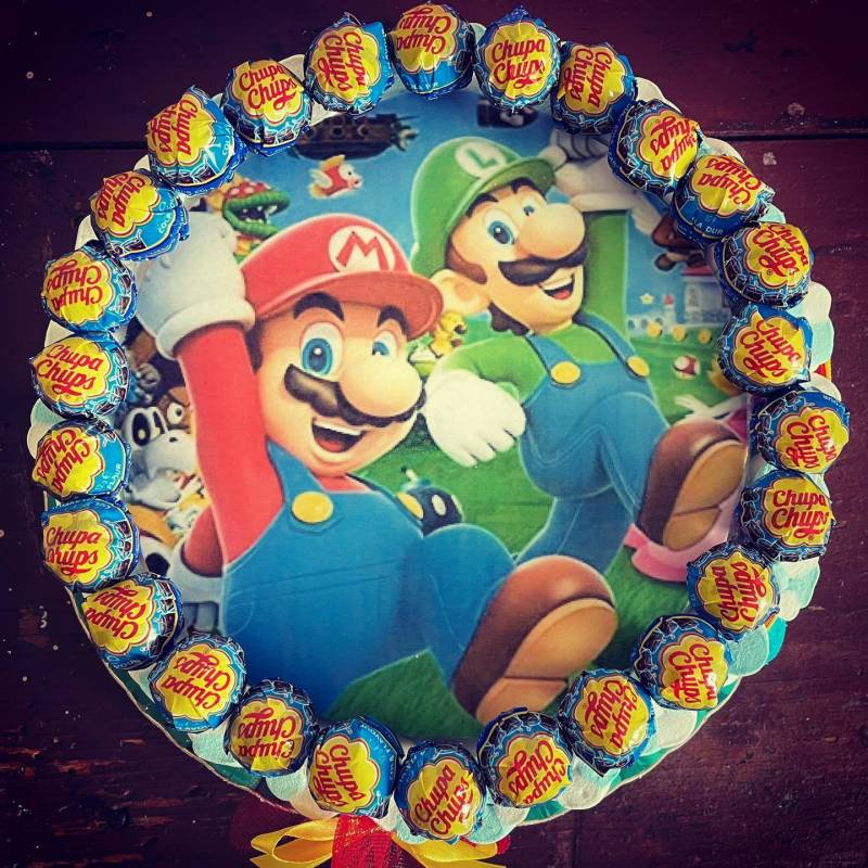 Torta Cartoons Mario Bros con Chupa Chups