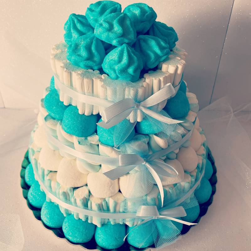 Torta Marshmallows Azzurro Turchese